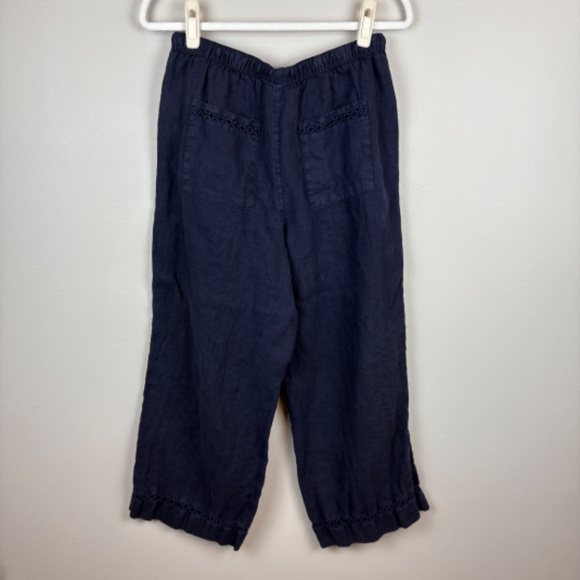 Joie Linen Wide Leg Embroidered Pant - Size Medium - Picture 5 of 5